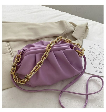 Women's Leather Gold Chain Casual Handbags