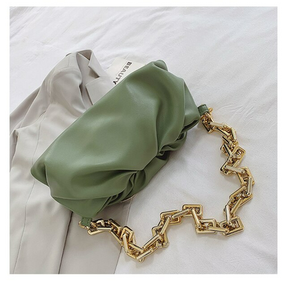 Women's Leather Gold Chain Casual Handbags