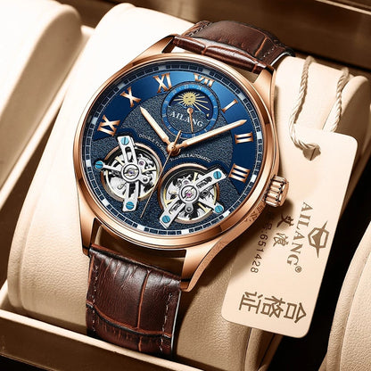 Original Design Double Flywheel Mechanical Leather Watches