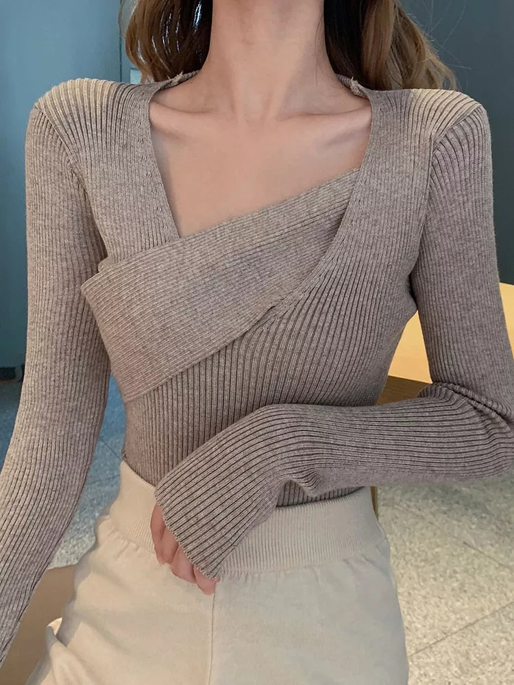 Irregular Wide V-Neck Women Sweaters