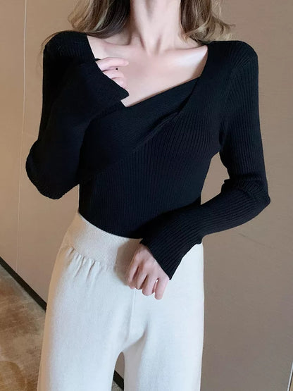 Irregular Wide V-Neck Women Sweaters