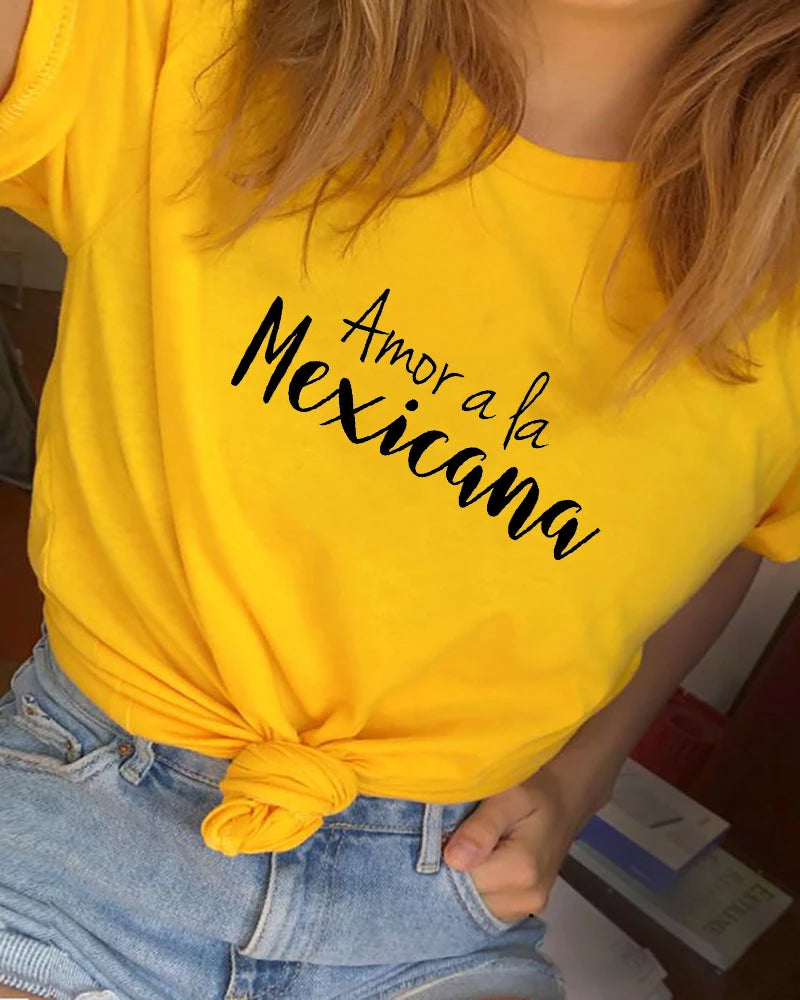 New Arrival Amor a la Mexicana Printed Womens Summer T-Shirts