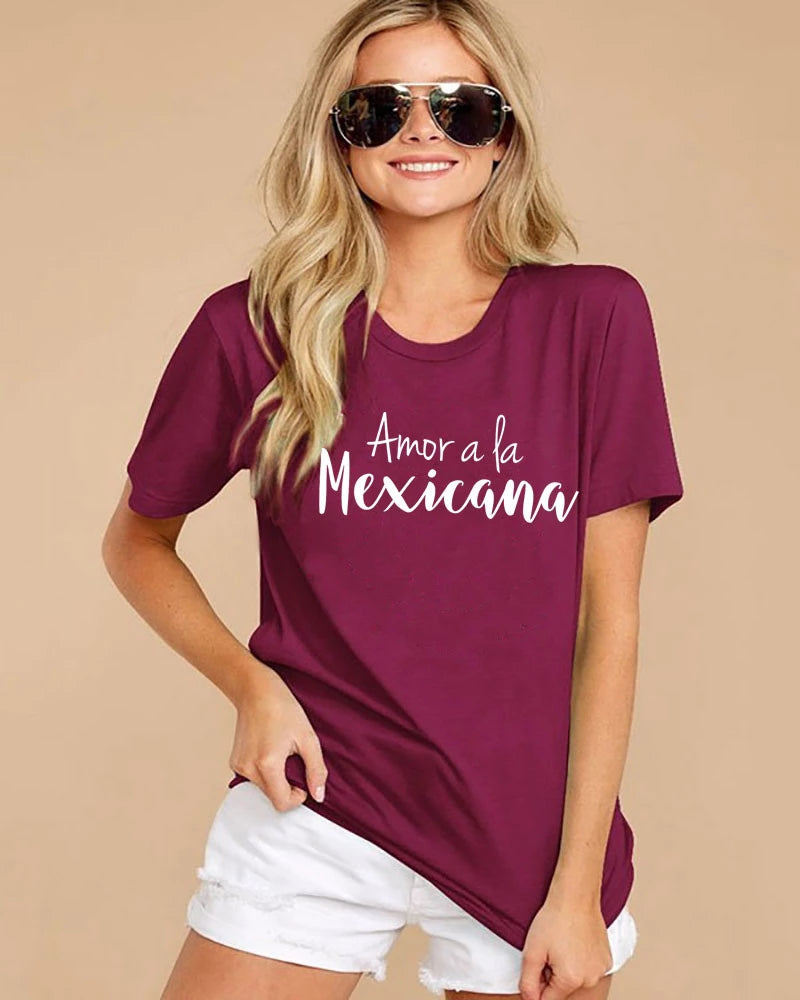 New Arrival Amor a la Mexicana Printed Womens Summer T-Shirts