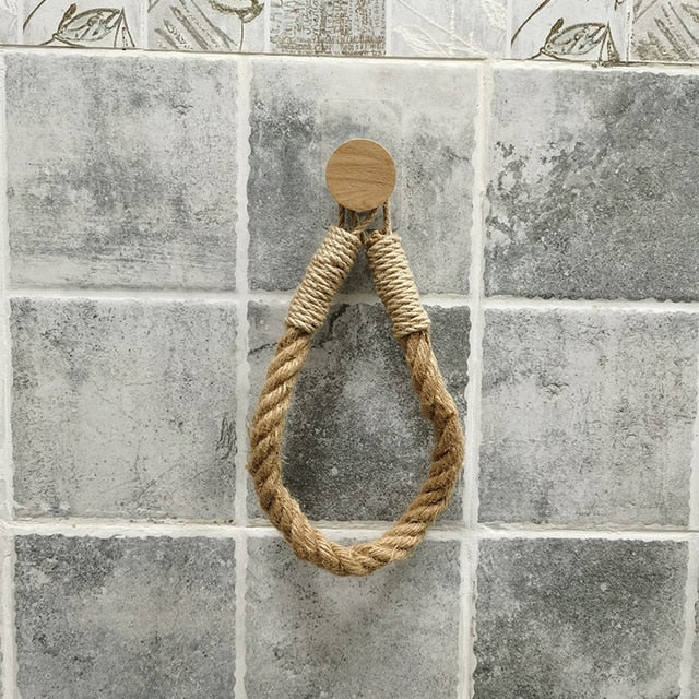 Towel Hook Style Nail Free Rope Toilet Paper Holder