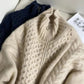 High Necked Thick Cashmere Women Knitted Cardigan