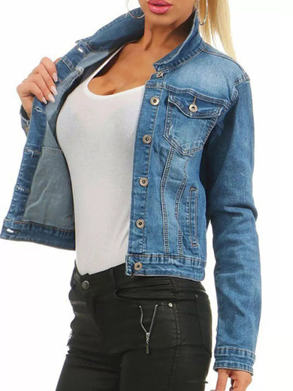 New Fashion Womens Cropped Denim Jacket Coat