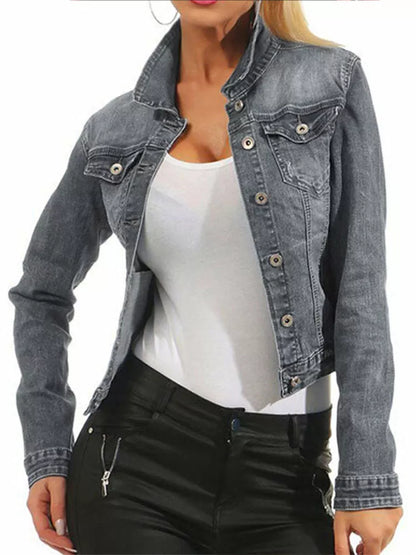 New Fashion Womens Cropped Denim Jacket Coat