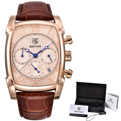 30M Water Resistance Genuine Leather Mens Luxury Quartz Watches