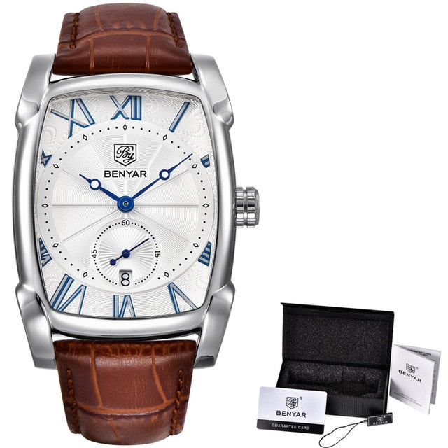 30M Water Resistance Genuine Leather Mens Luxury Quartz Watches