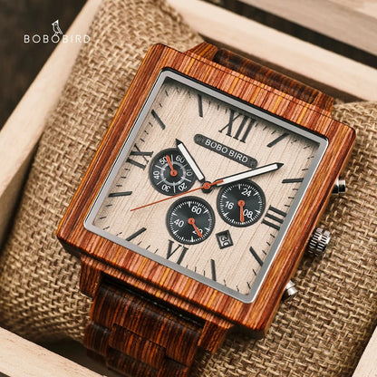 Premium Wood Elegant Men Chronograph Luxury Watches