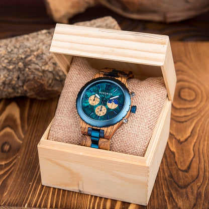 Luxury Wood Military Style Quartz Men Watches