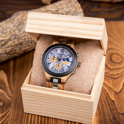 Luxury Wood Military Style Quartz Men Watches