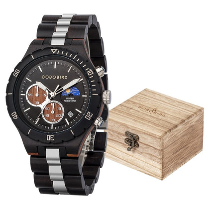 Luxury Wood Military Style Quartz Men Watches