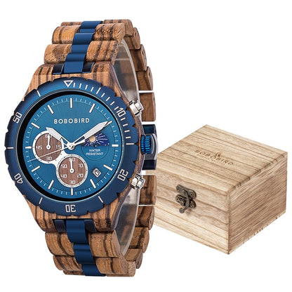 Luxury Wood Military Style Quartz Men Watches