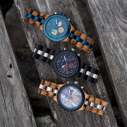 Luxury Wood Military Style Quartz Men Watches