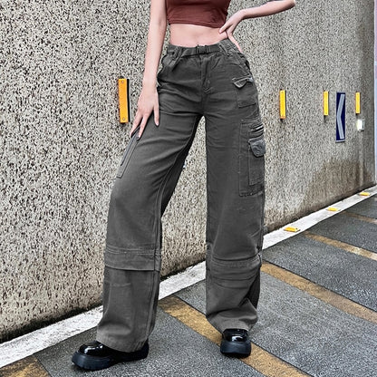 Vintage 90s Style Low Waist Cargo Pant For Women