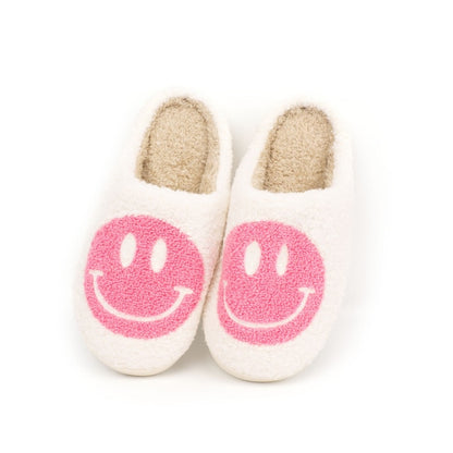 Popular Winter Smiling Face Peach Heart Cotton Slippers – Cozy Rainbow Plush Warm Indoor Home Slippers for Women