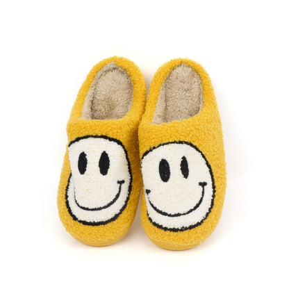 Popular Winter Smiling Face Peach Heart Cotton Slippers – Cozy Rainbow Plush Warm Indoor Home Slippers for Women