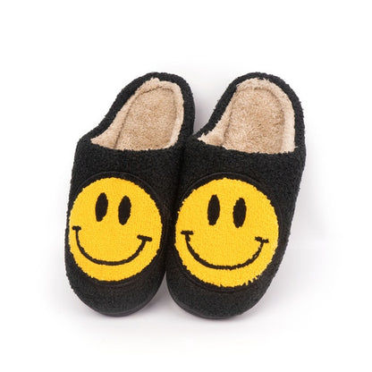 Popular Winter Smiling Face Peach Heart Cotton Slippers – Cozy Rainbow Plush Warm Indoor Home Slippers for Women