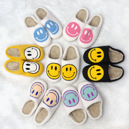 Womens Fluffy Emoji Faces Winter Slippers