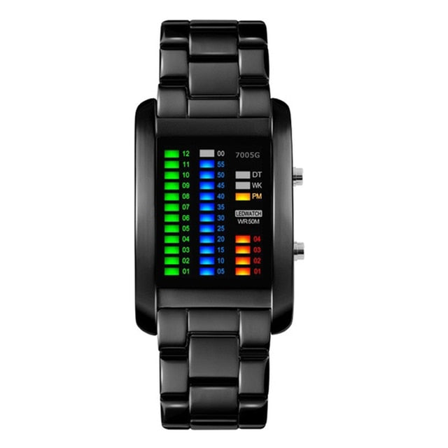 Mens Sporty Structure Waterproof Led Electronic Watches