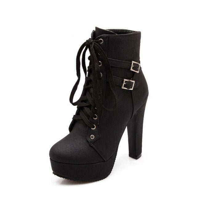 Womens Pretty Warm High Heel Ankle Boots