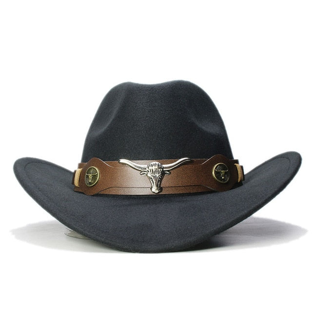 Bull Ox Head Leather Vintage Western Hat