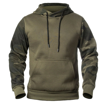 Green Motorcycle Punk Hoodie for Men – Camo Streetwear Hip Hop Sweatshirt