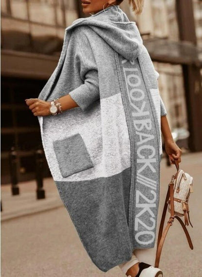 Cardigans Knit Sweater for Women, Spring Autumn Winter Letter Maxi Loose Soft Coat, Jacquard Y2K E-girl Long Knitted Jacket