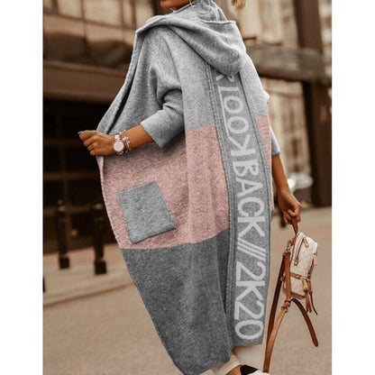 Cardigans Knit Sweater for Women, Spring Autumn Winter Letter Maxi Loose Soft Coat, Jacquard Y2K E-girl Long Knitted Jacket