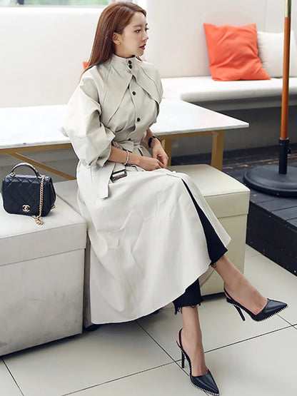 Women Long Belted Trench Coat