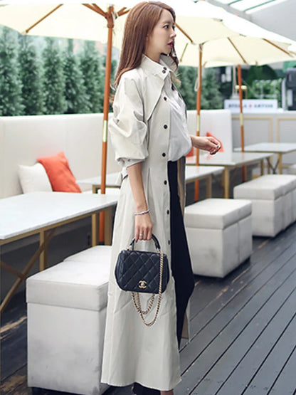 Women Long Belted Trench Coat