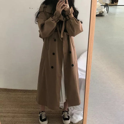 Women Chic Solid Khaki Coats