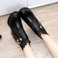 Lace Decoration Leather Winter Ankle Boots