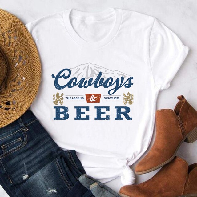 Unisex Funny Cowboys Beer Western Summer T-Shirts