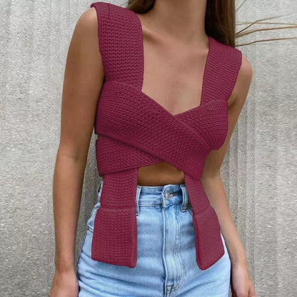 Fantastic Vest Sleeveless Knitted Crop Sweater