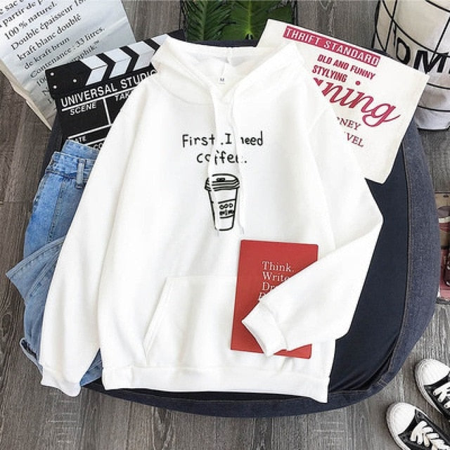 Womens First Morning Coffee Casual Hoodies