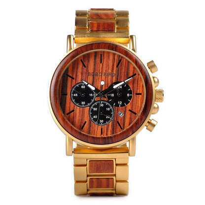 Mens Stylish Wooden Military Type Three Mini Display Watches