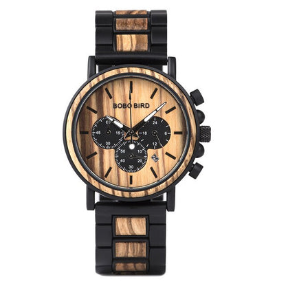 Mens Stylish Wooden Military Type Three Mini Display Watches