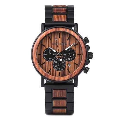 Mens Stylish Wooden Military Type Three Mini Display Watches