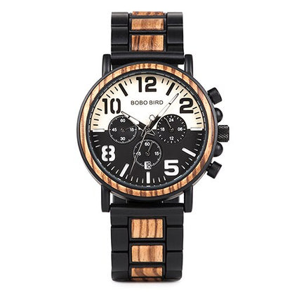 Mens Stylish Wooden Military Type Three Mini Display Watches