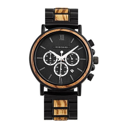 Mens Stylish Wooden Military Type Three Mini Display Watches