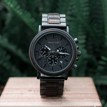 Mens Stylish Wooden Military Type Three Mini Display Watches