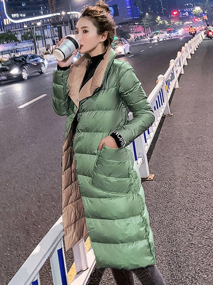 Double Breasted Duck Down Warm Soft Winter Parka Coat For Women