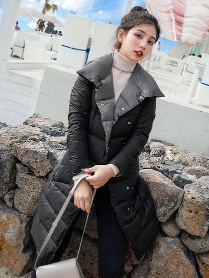 Double Breasted Duck Down Warm Soft Winter Parka Coat For Women