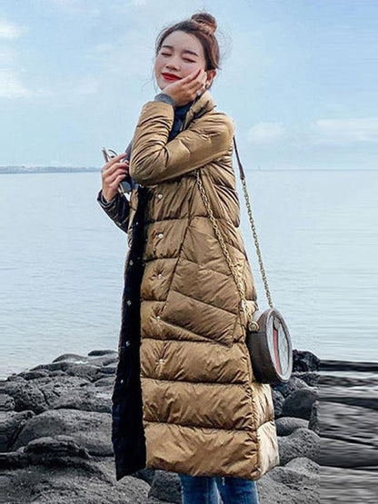 Double Breasted Duck Down Warm Soft Winter Parka Coat For Women