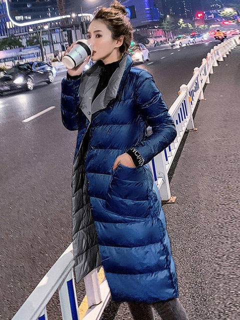Double Breasted Duck Down Warm Soft Winter Parka Coat For Women