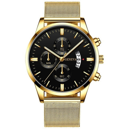 Mens Casual Classic Numeral Gold Analog Watches