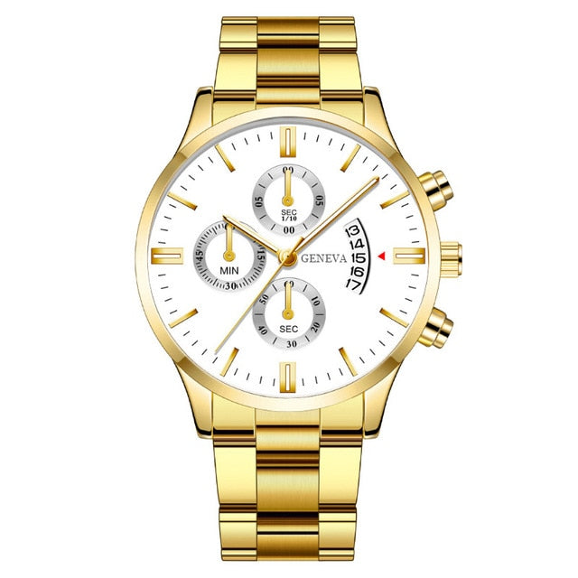 Mens Casual Classic Numeral Gold Analog Watches