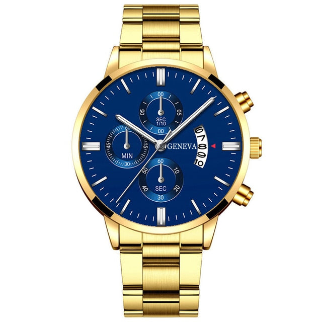Mens Casual Classic Numeral Gold Analog Watches